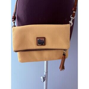 Dooney & Bourke Yellow Pebble Leather Fold Over Crossbody